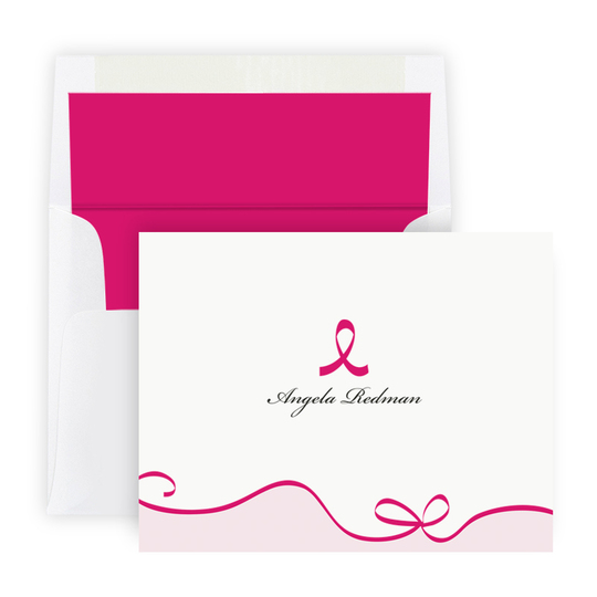 Pink Ribbon Folded Note Cards